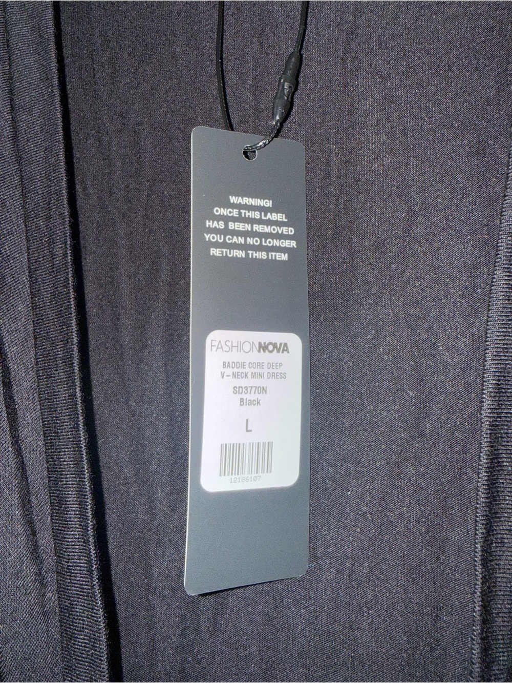 NWT Fashion Nova Plunging V-Neck Long Sleeve Black Mini Dress - Picture 4 of 5